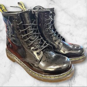 DR. MARTENS Black Junior Kids Boots Zip Sides Lace Up Size 3